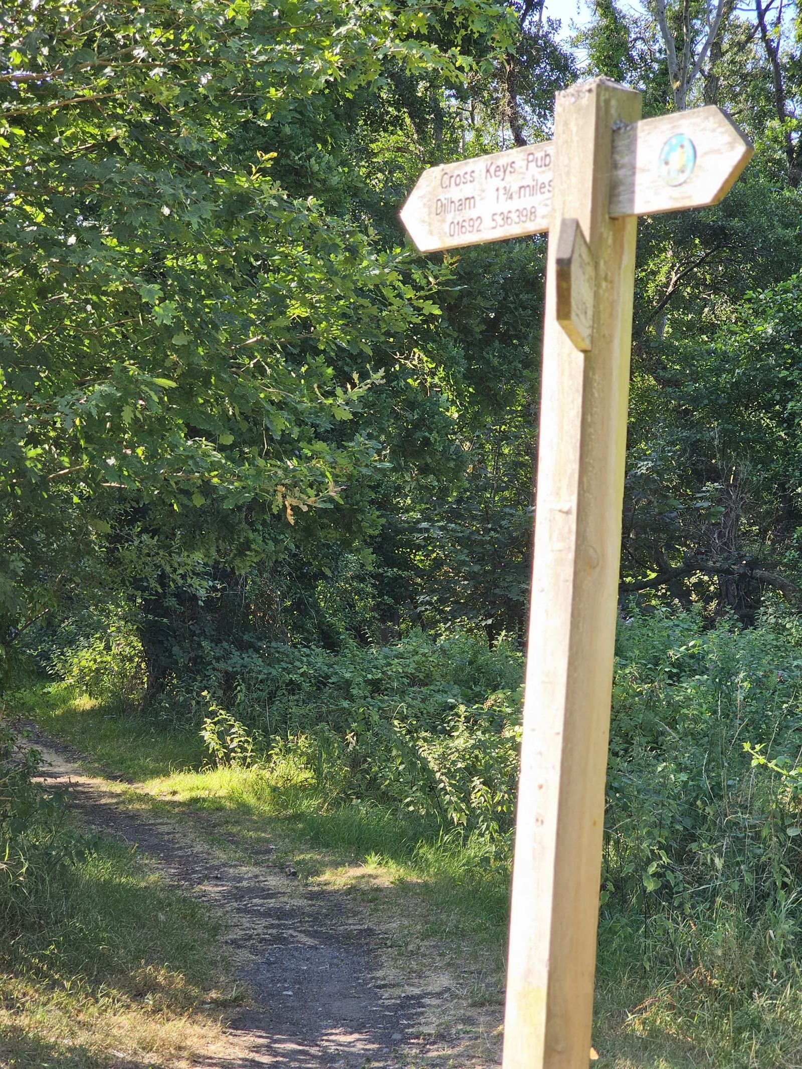 Weavers' Way signpost near Dilham, on the North Walsham & Dilham Canal walk